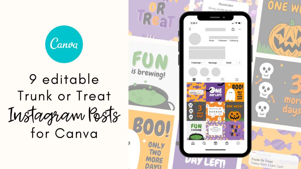 9 editable Trunk or Treat Instagram Posts for Canva